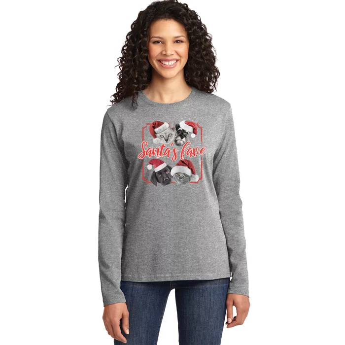 Cats And Dogs Santa's Love Ladies Long Sleeve Shirt