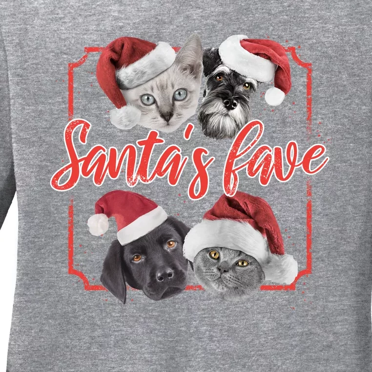 Cats And Dogs Santa's Love Ladies Long Sleeve Shirt