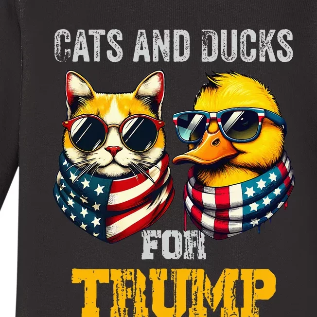 Cats And Ducks For Trump President 2024 Trump Vance 2024 Baby Long Sleeve Bodysuit