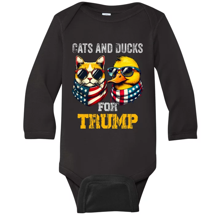 Cats And Ducks For Trump President 2024 Trump Vance 2024 Baby Long Sleeve Bodysuit