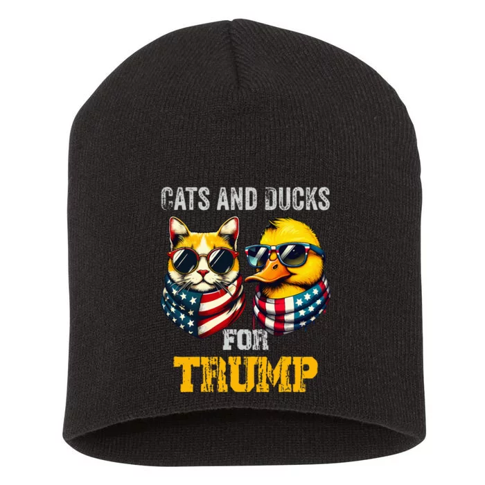 Cats And Ducks For Trump President 2024 Trump Vance 2024 Short Acrylic Beanie