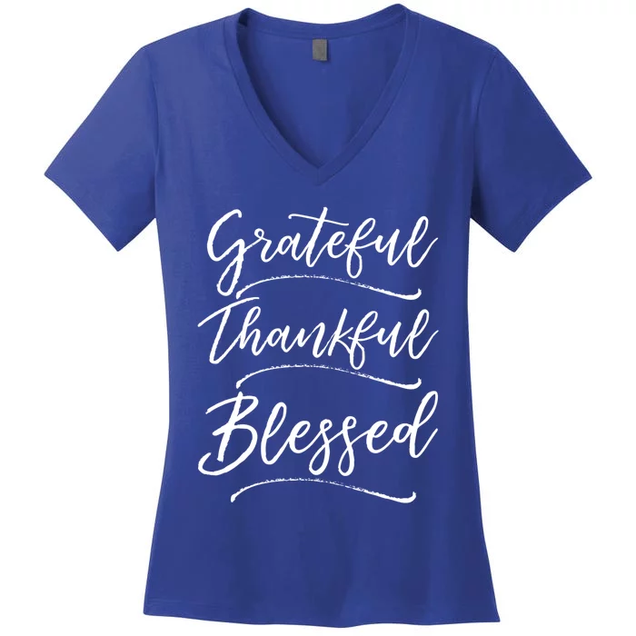 Christian Art Design Jesus Gift Grateful Thankful Blessed Cute Gift Women's V-Neck T-Shirt