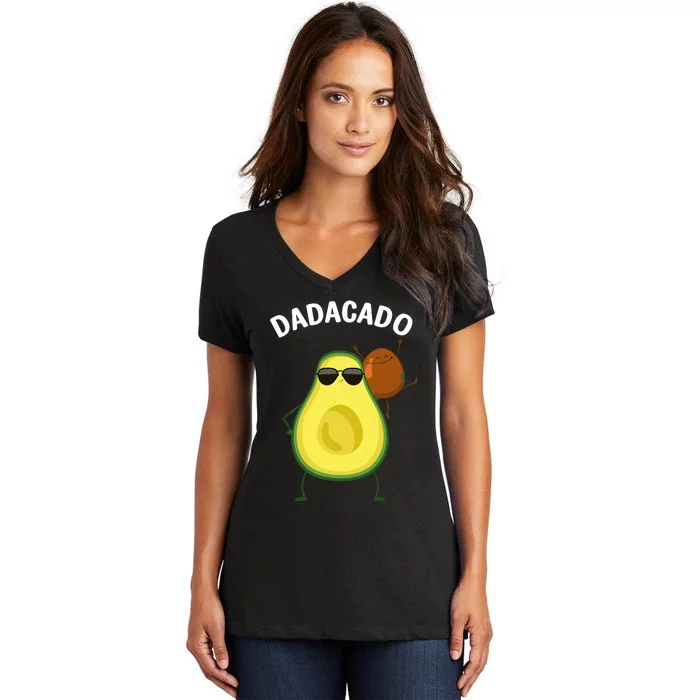 Cute Avocado Design For Dad Fruit Avocado Pear Lovers Women's V-Neck T-Shirt