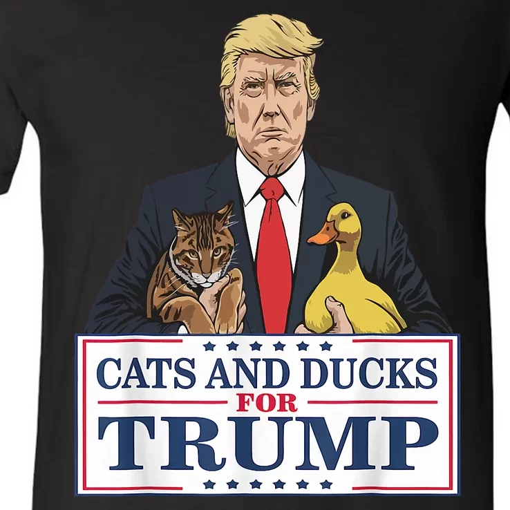 Cats And Ducks For Trump 2024 Kittens And Ducks For Trump V-Neck T-Shirt