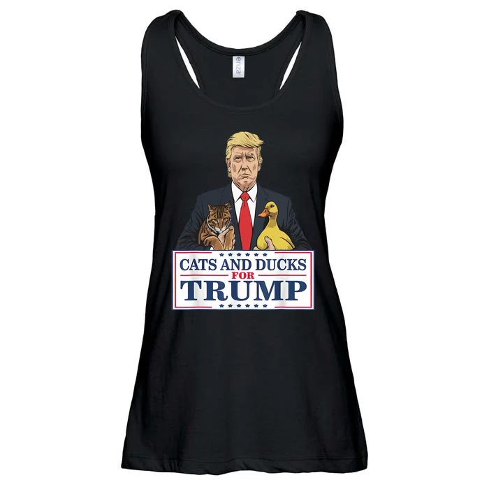 Cats And Ducks For Trump 2024 Kittens And Ducks For Trump Ladies Essential Flowy Tank