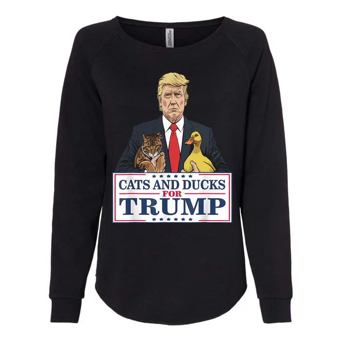 Cats And Ducks For Trump 2024 Kittens And Ducks For Trump Womens California Wash Sweatshirt