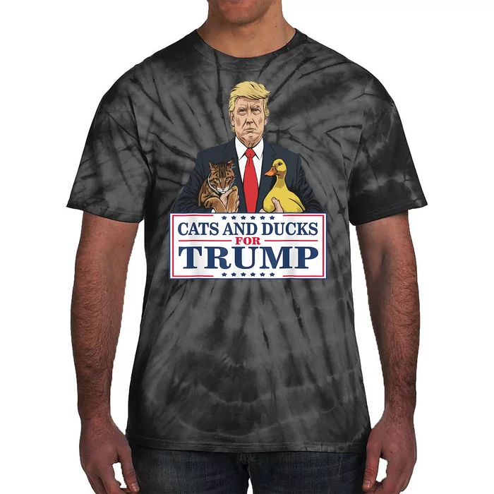 Cats And Ducks For Trump 2024 Kittens And Ducks For Trump Tie-Dye T-Shirt