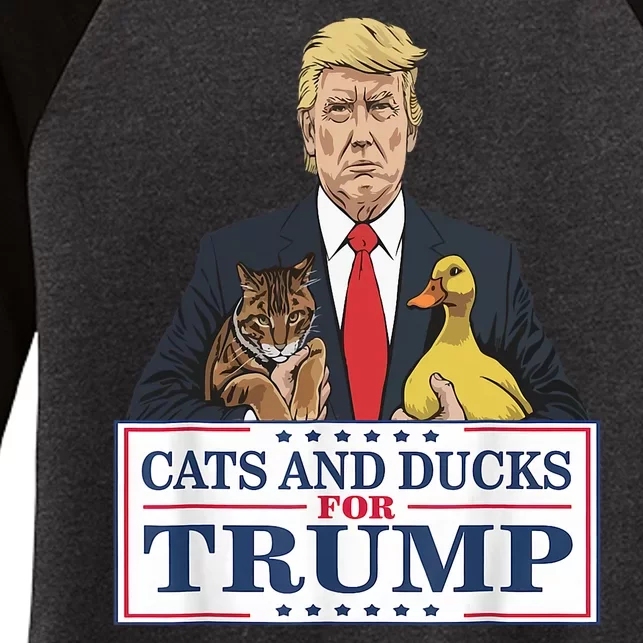 Cats And Ducks For Trump 2024 Kittens And Ducks For Trump Women's Tri-Blend 3/4-Sleeve Raglan Shirt