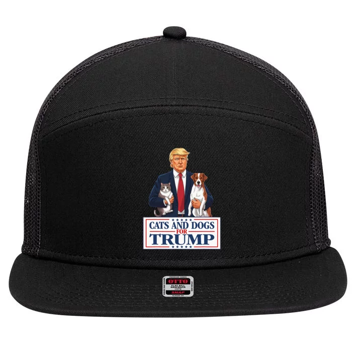 Cats And Dogs For Trump 2024 Pets For Trump Vance 2024 7 Panel Mesh Trucker Snapback Hat