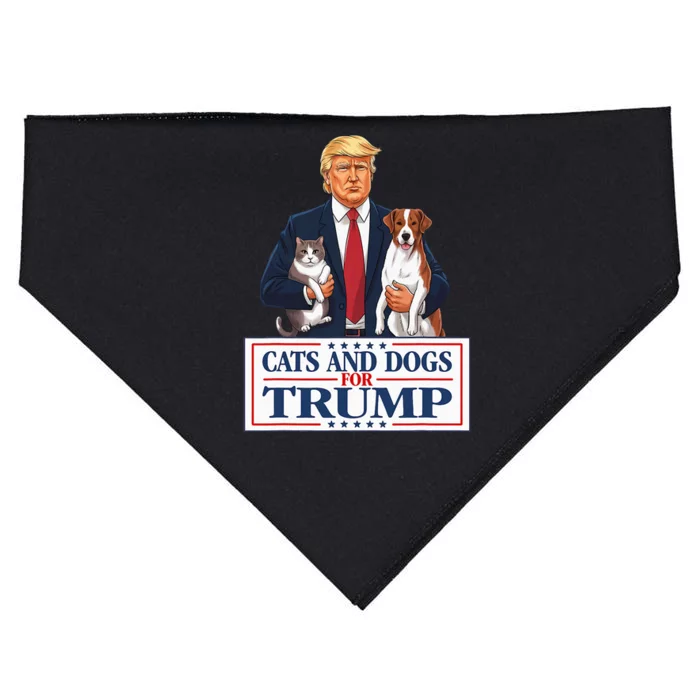 Cats And Dogs For Trump 2024 Pets For Trump Vance 2024 USA-Made Doggie Bandana