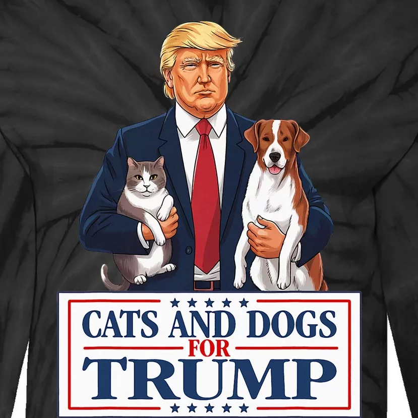 Cats And Dogs For Trump 2024 Pets For Trump Vance 2024 Tie-Dye Long Sleeve Shirt