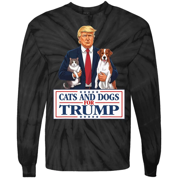 Cats And Dogs For Trump 2024 Pets For Trump Vance 2024 Tie-Dye Long Sleeve Shirt