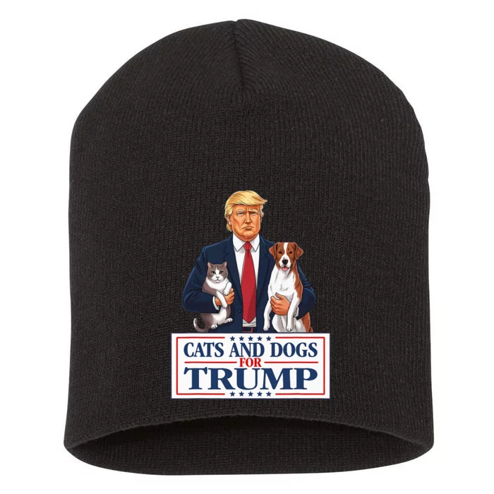 Cats And Dogs For Trump 2024 Pets For Trump Vance 2024 Short Acrylic Beanie