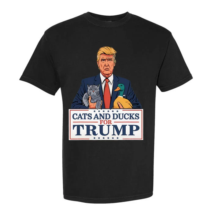 Cats And Ducks For Trump 2024 Kittens And Ducks For Trump Garment-Dyed Heavyweight T-Shirt