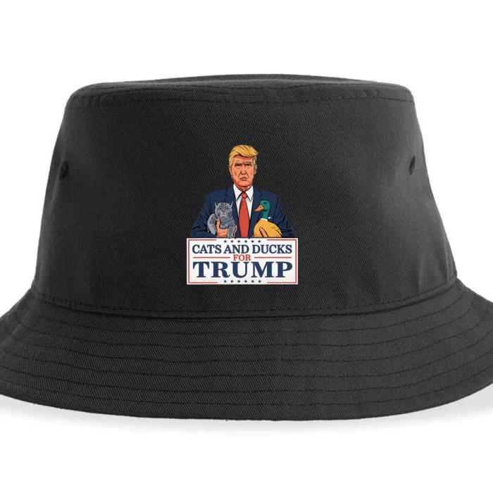 Cats And Ducks For Trump 2024 Kittens And Ducks For Trump Sustainable Bucket Hat