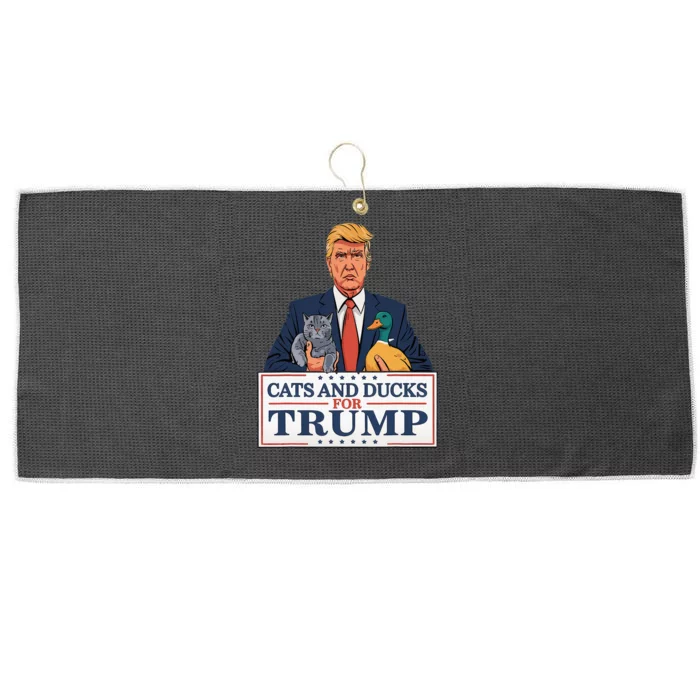 Cats And Ducks For Trump 2024 Kittens And Ducks For Trump Large Microfiber Waffle Golf Towel