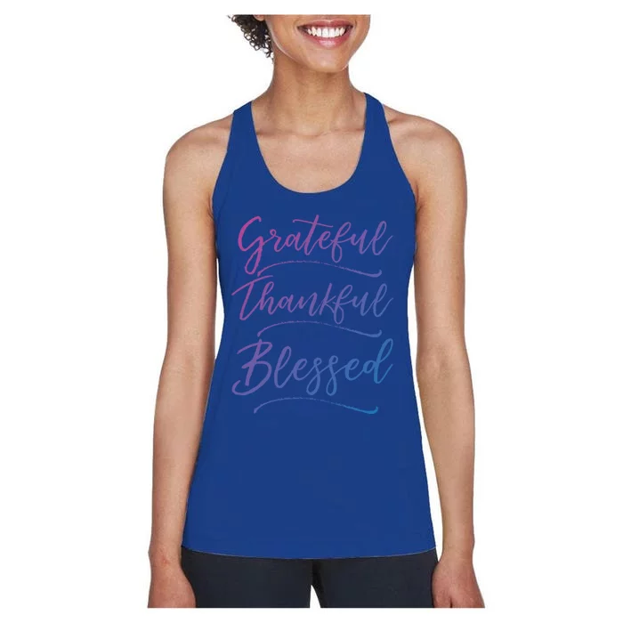 Christian Art Design Jesus Gift Grateful Thankful Blessed Gift Women's Racerback Tank