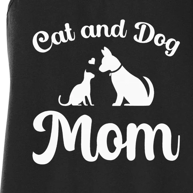 Cats and Dogs Mom Mother's Day Puppy Pets Animals Lover Women's Racerback Tank