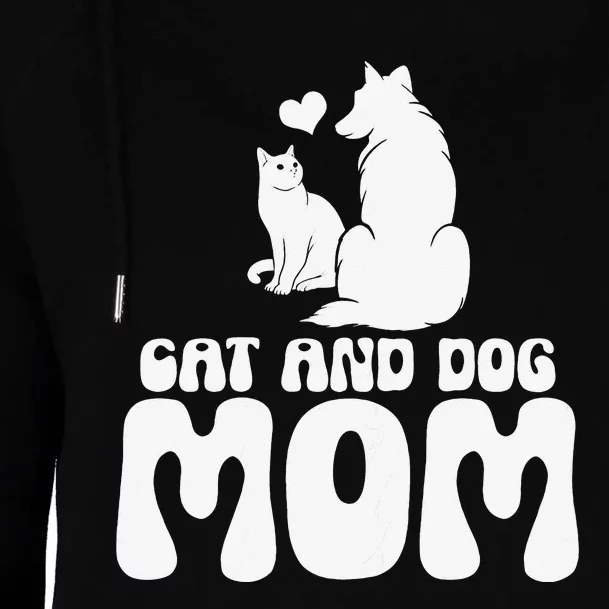 Cats and Dogs Mom Mother's Day Puppy Pets Animals Lover Cute Womens Funnel Neck Pullover Hood