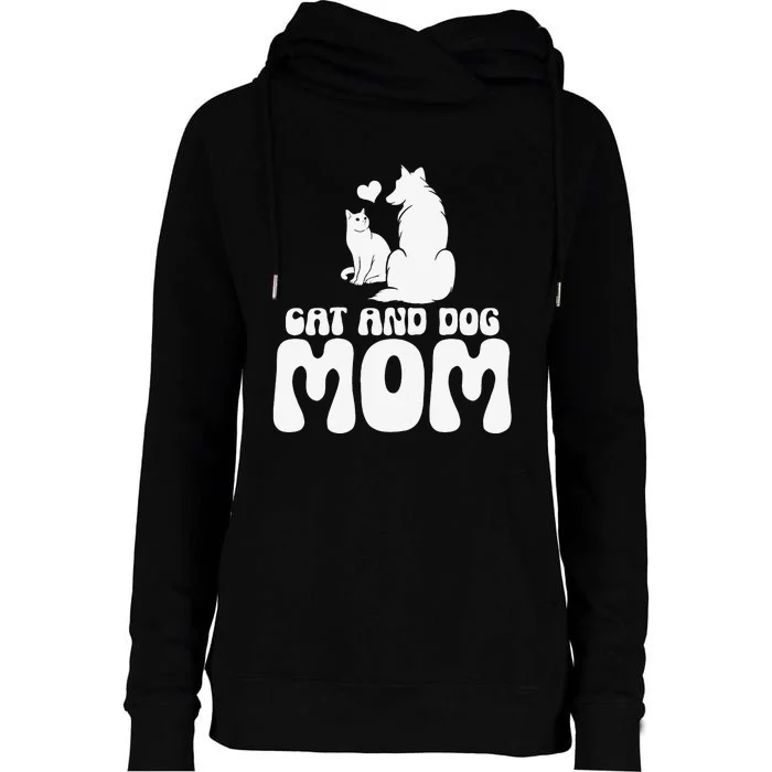 Cats and Dogs Mom Mother's Day Puppy Pets Animals Lover Cute Womens Funnel Neck Pullover Hood