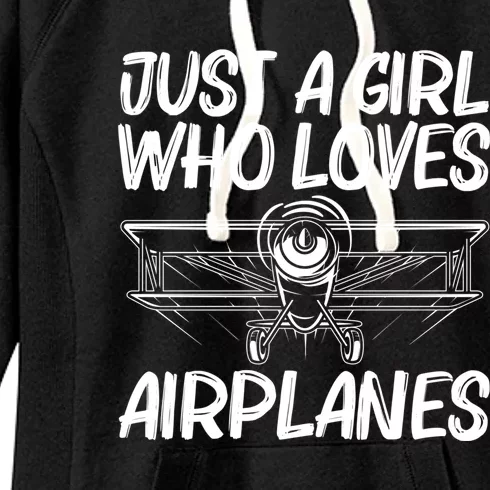 Cool Airplane Design Airplane Pilot Aviation Gift Women's Fleece Hoodie