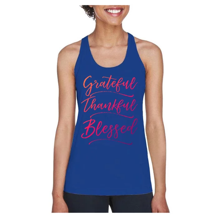 Christian Art Design Jesus Gift Grateful Thankful Blessed Gift Women's Racerback Tank