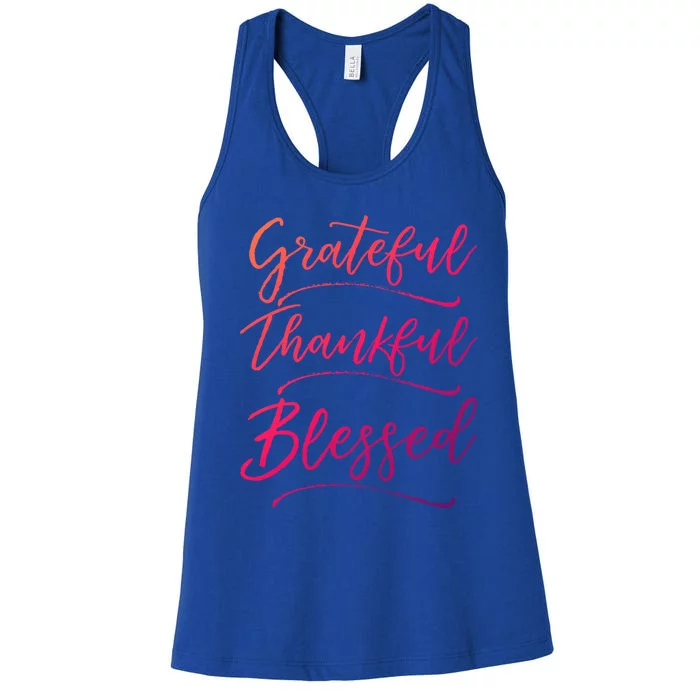 Christian Art Design Jesus Gift Grateful Thankful Blessed Gift Women's Racerback Tank