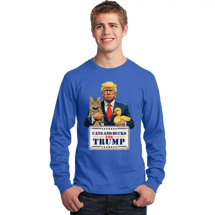 Cats And Ducks For Trump 2024 Tall Long Sleeve T-Shirt