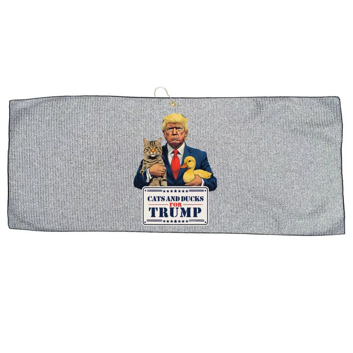 Cats And Ducks For Trump 2024 Large Microfiber Waffle Golf Towel