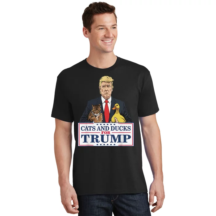 Cats And Ducks For Trump 2024 Kittens And Ducks For Trump Gift T-Shirt