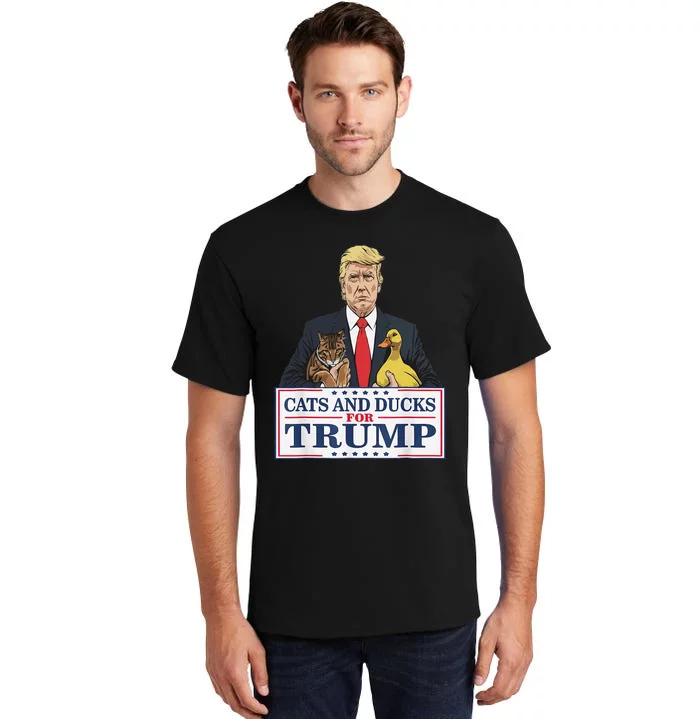 Cats And Ducks For Trump 2024 Kittens And Ducks For Trump Gift Tall T-Shirt