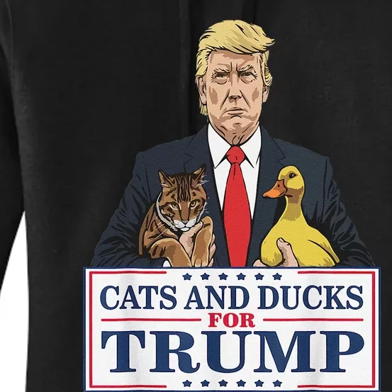 Cats And Ducks For Trump 2024 Kittens And Ducks For Trump Gift Women's Pullover Hoodie