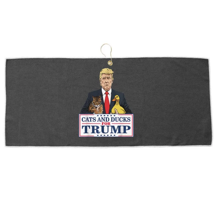 Cats And Ducks For Trump 2024 Kittens And Ducks For Trump Gift Large Microfiber Waffle Golf Towel