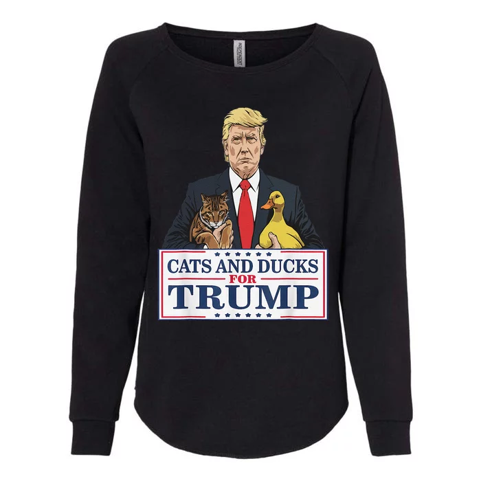 Cats And Ducks For Trump 2024 Kittens And Ducks For Trump Gift Womens California Wash Sweatshirt