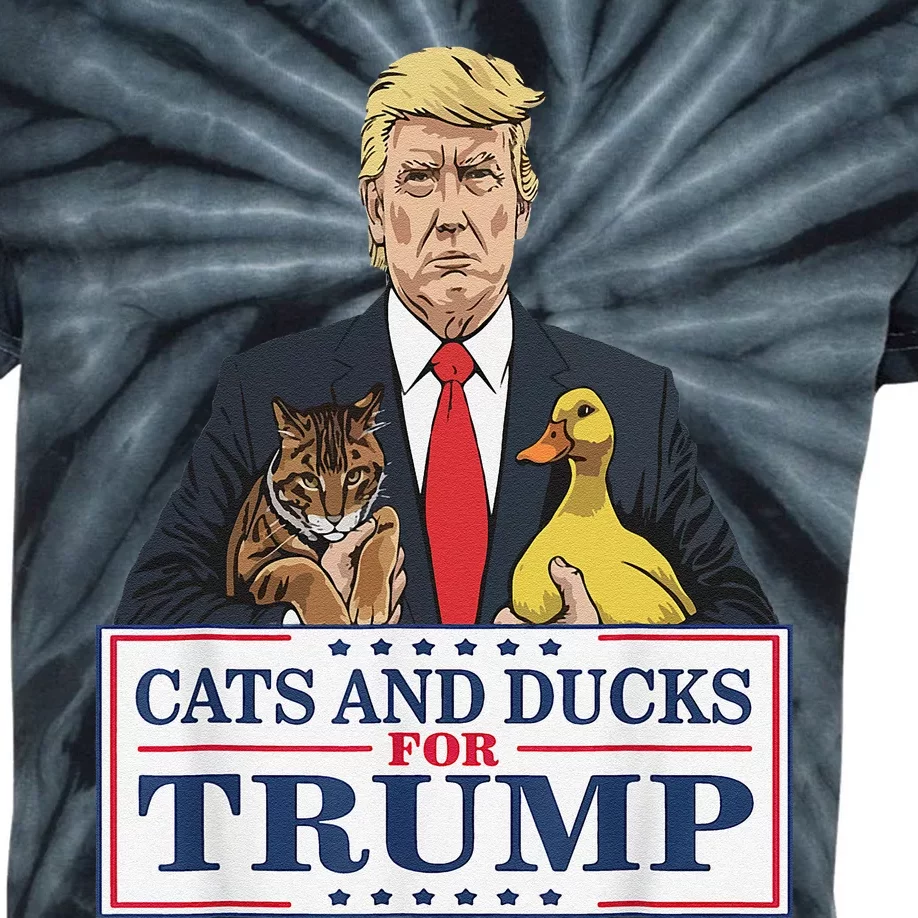 Cats And Ducks For Trump 2024 Kittens And Ducks For Trump Gift Kids Tie-Dye T-Shirt