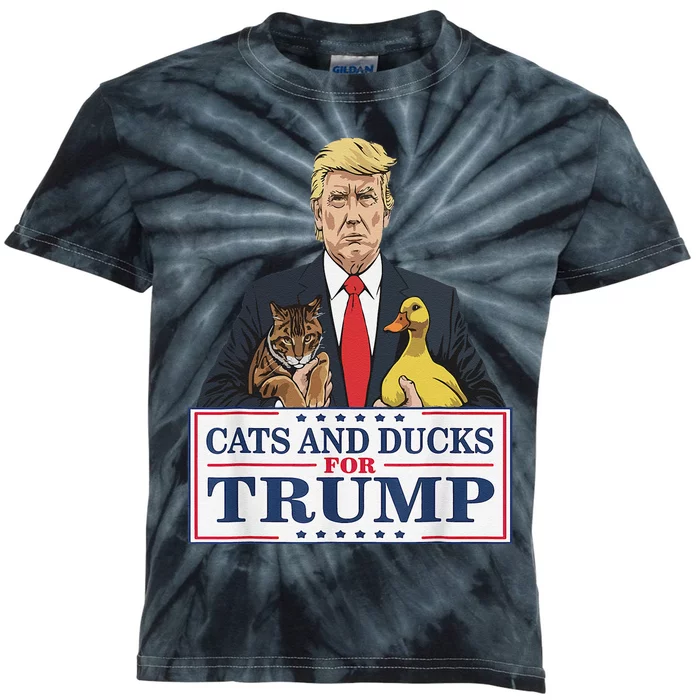 Cats And Ducks For Trump 2024 Kittens And Ducks For Trump Gift Kids Tie-Dye T-Shirt