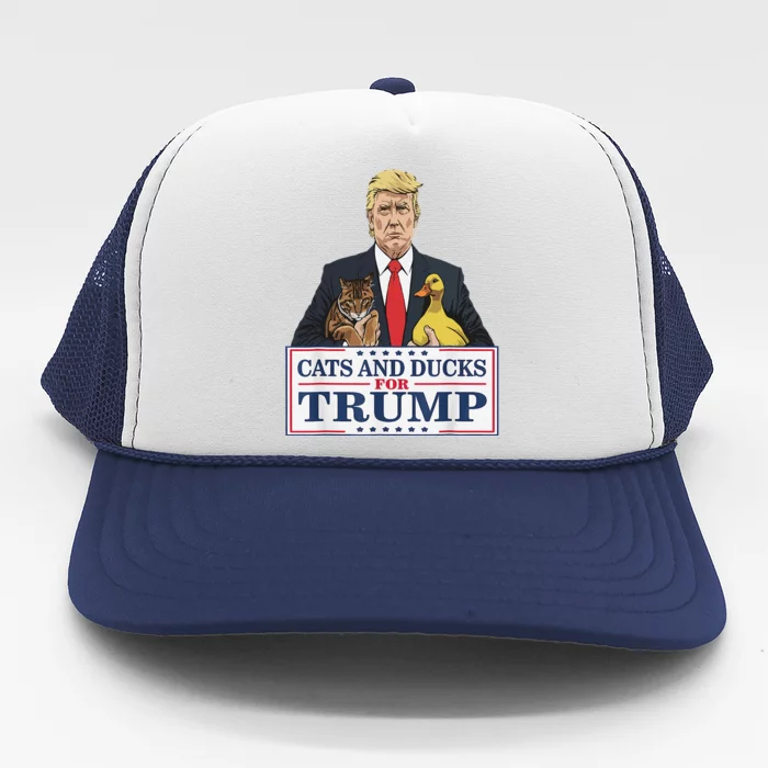 Cats And Ducks For Trump 2024 Kittens And Ducks For Trump Gift Trucker Hat