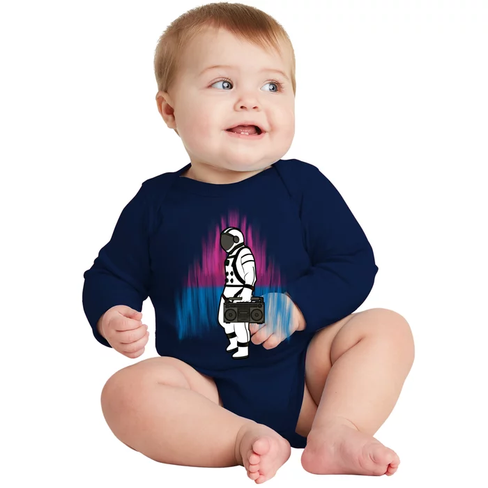 Cool Astronaut Design Cool Gift Boombox Cool Gift Universe Cool Gift Graphic Coo Baby Long Sleeve Bodysuit