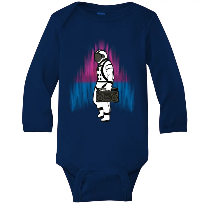 Cool Astronaut Design Cool Gift Boombox Cool Gift Universe Cool Gift Graphic Coo Baby Long Sleeve Bodysuit