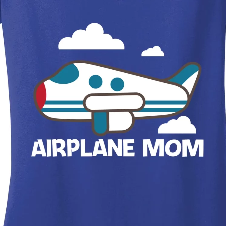 Cool Airplane Design For Mom Mother Aviation Plane Lovers Gift Women's V-Neck T-Shirt