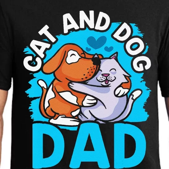 Cat And Dog Dad Cats Lover Dogs Father Daddy Papa Fathers Pajama Set