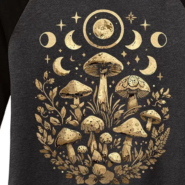 Cottagecore Aesthetic Dark Academia Aesthetic Mushroom Women's Tri-Blend 3/4-Sleeve Raglan Shirt