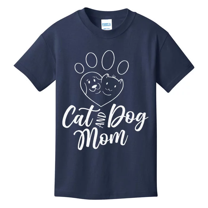 Cat And Dog Mom Dogs Cats Lover Mother Mommy Mama Mothers Kids T-Shirt