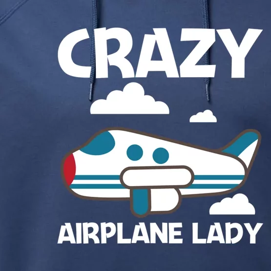 Cool Airplane Design Mom Aviation Plane Lovers Gift Performance Fleece Hoodie