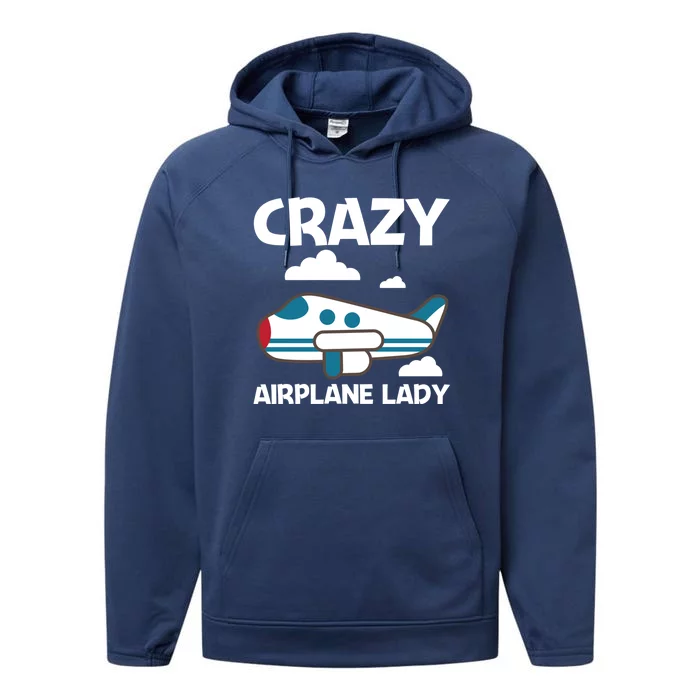 Cool Airplane Design Mom Aviation Plane Lovers Gift Performance Fleece Hoodie