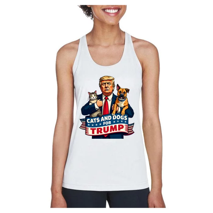 Cats And Dogs For Trump 2024 Kittens And Dogs For Trump Women's Racerback Tank