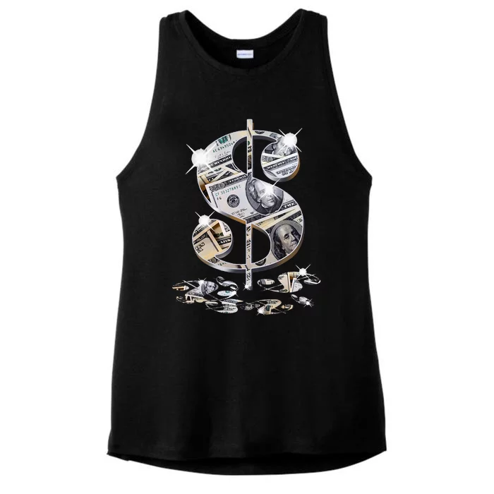 Cool As Dollar Bill Dollar Sign $$ Gift Ladies Tri-Blend Wicking Tank