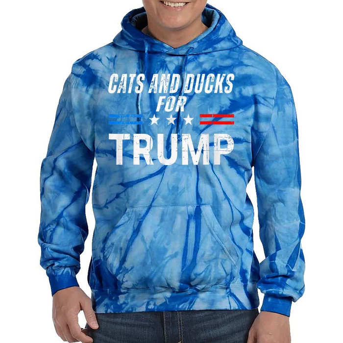 Cats And Ducks For Trump 2024 Tie Dye Hoodie