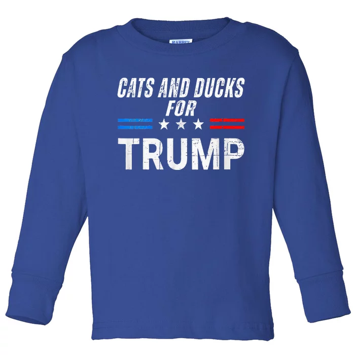 Cats And Ducks For Trump 2024 Toddler Long Sleeve Shirt