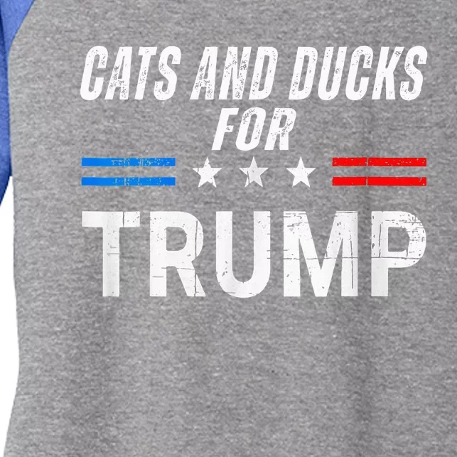 Cats And Ducks For Trump 2024 Women's Tri-Blend 3/4-Sleeve Raglan Shirt